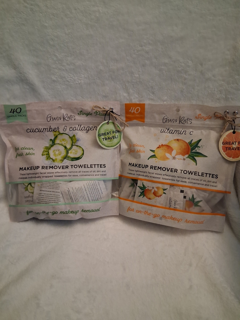 Grass Roots Makeup Remover Wipes Bundle - Cucumber & Vitamin C (80 Wipes Total)